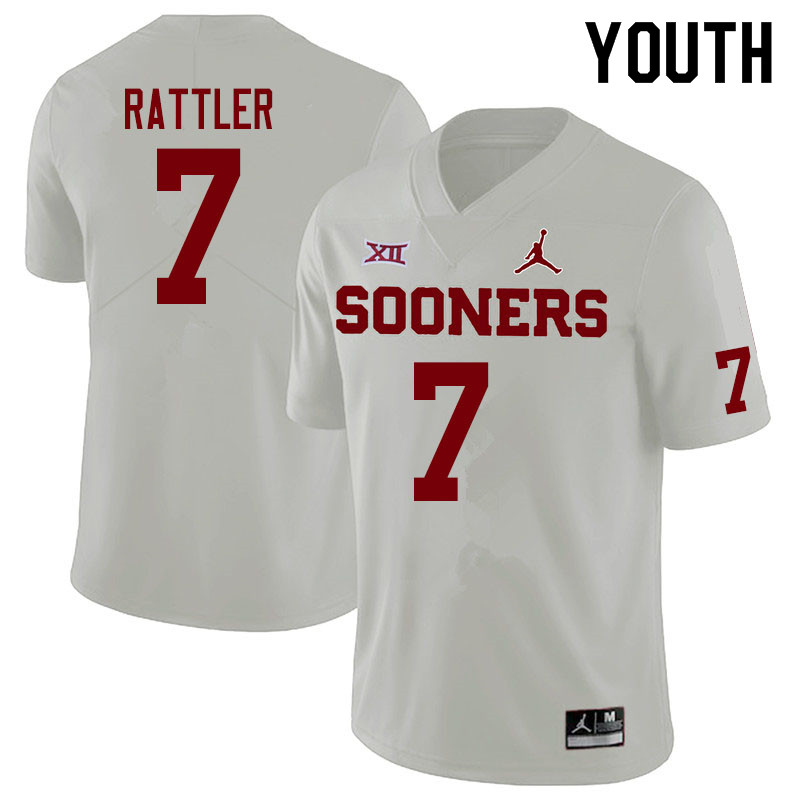 Youth Oklahoma Sooners #7 Spencer Rattler White Limited Stitched NCAA Jersey